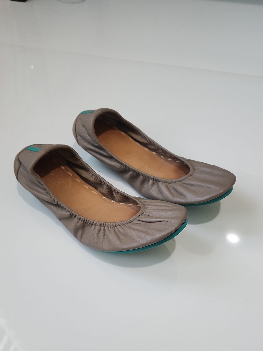 Tieks Taupe Leather Ballet Flats